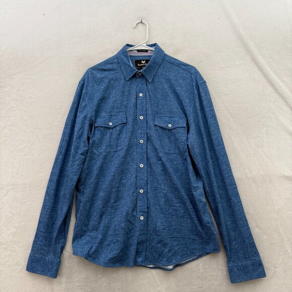 Butter Cloth Other - Butter Cloth Shirt Men L Blue Icy Cotton Regular Fit Stretch Rayon Flip Cuff